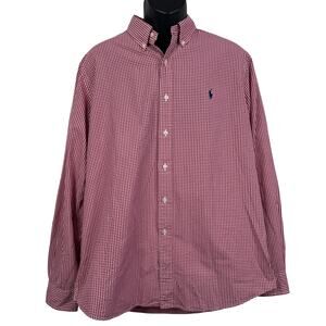 Polo Ralph Lauren Mens Classic Long Sleeve Red/White Plaid Oxford Shirt XL